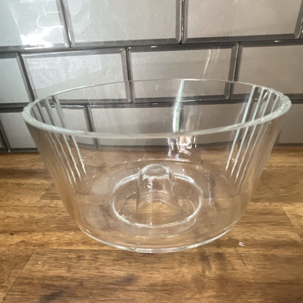 Clear Glass Round Serving Bowl with Center Pedestal Decorative Tableware